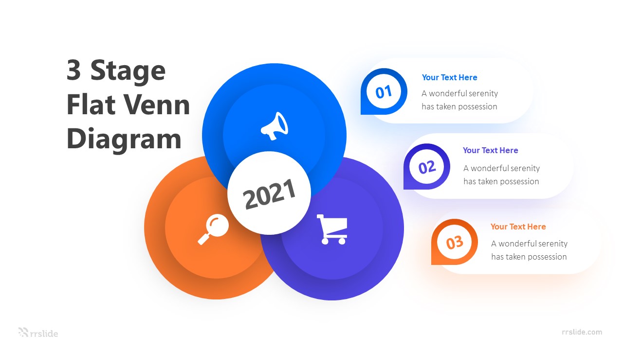 3 Stage Flat Venn Diagram Infographic Template
