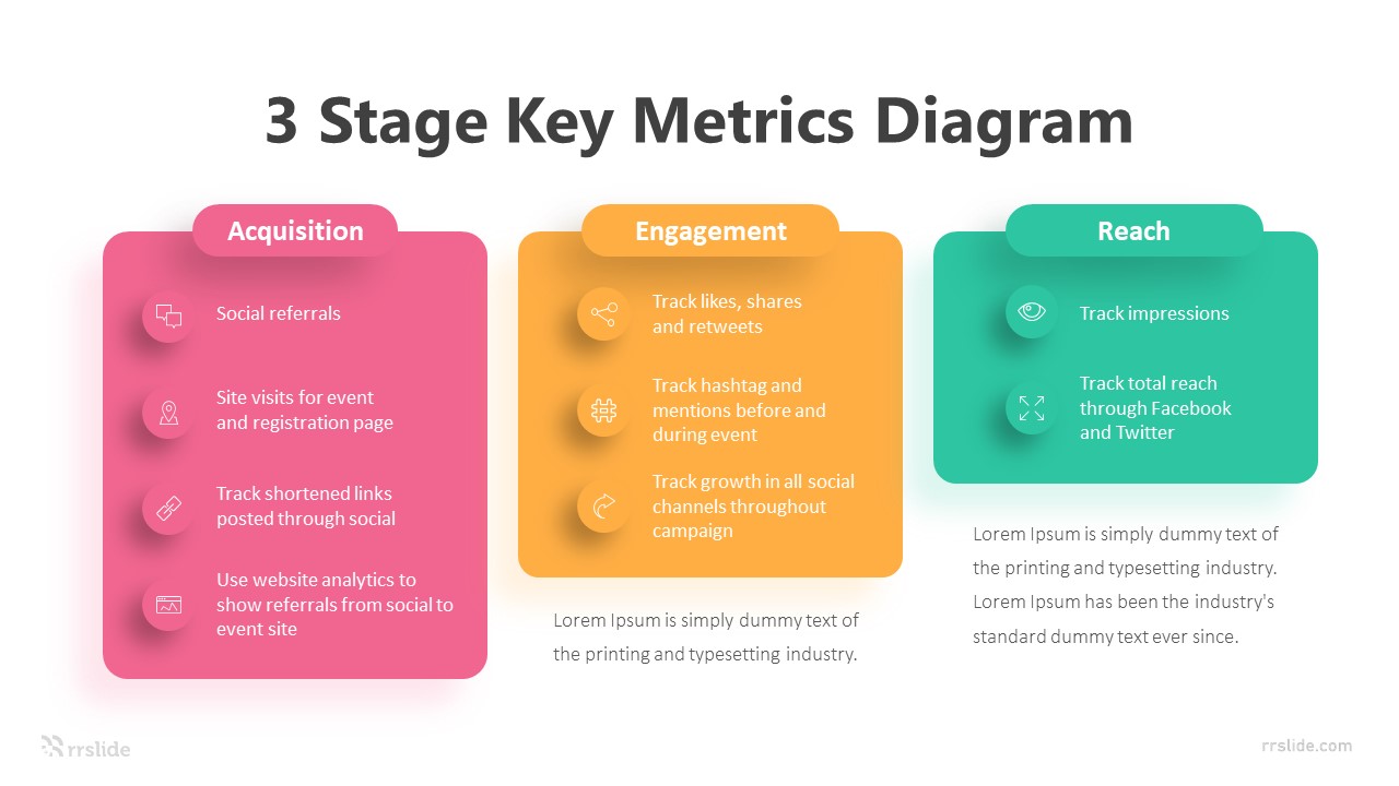 3 Stage Key Metrics Diagram Infographic Template