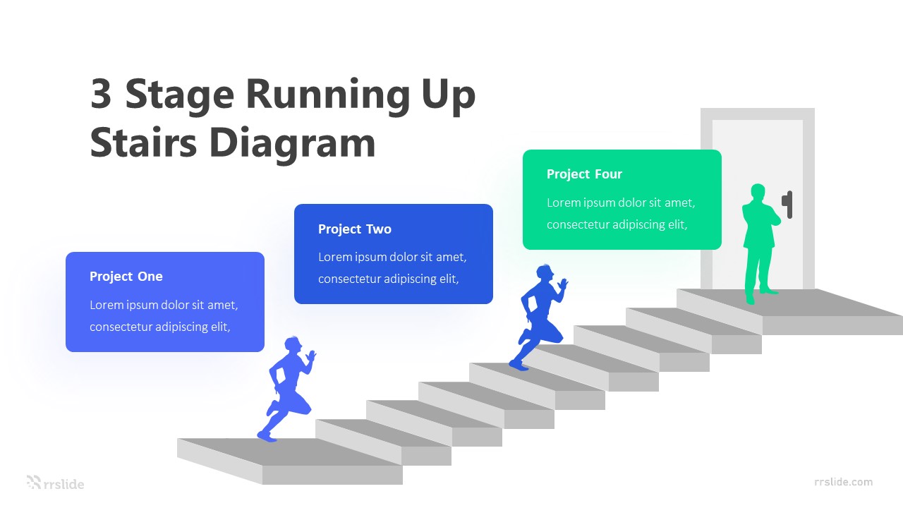 3 Stage Running Up Stairs Diagram Infographic Template
