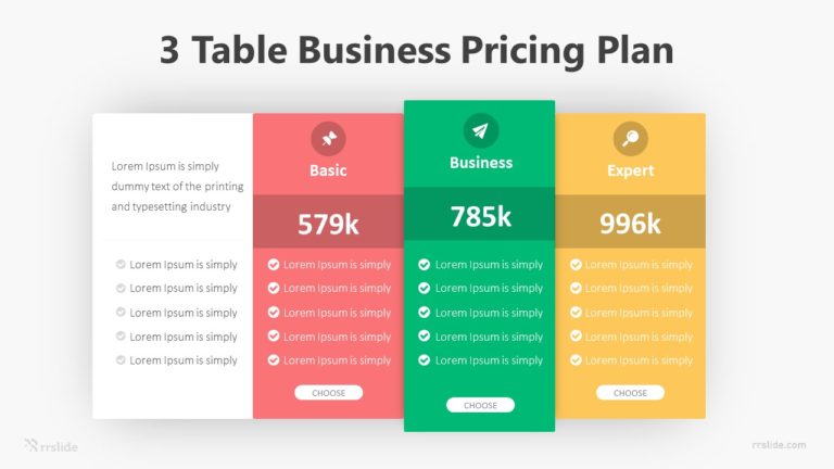 3 Table Business Pricing Plan Infographic Template