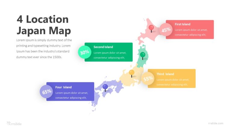 4 Location Japan Map Infographic Template