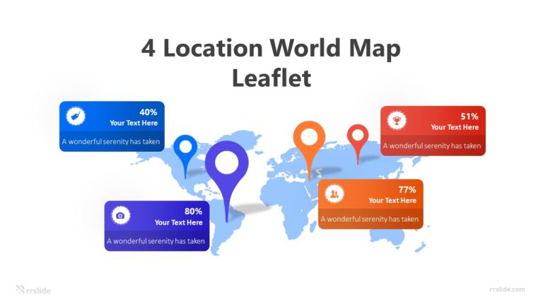 4 Location World Map Leaflet Infographic Template