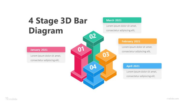 4 Stage 3D Bar Diagram Infographic Template
