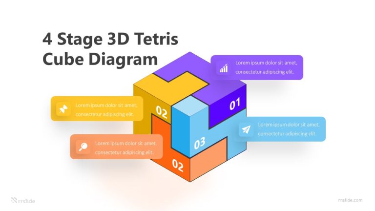 4 Stage 3D Tetris Cube Diagram Infographic Template