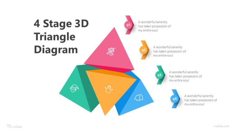 4 Stage 3D Triangle Diagram Infographic Template