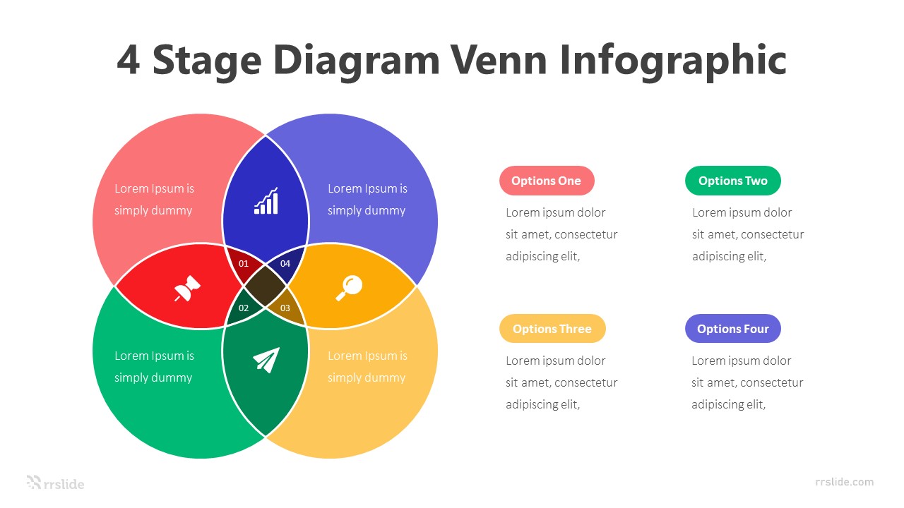 4 Stage Diagram Venn Infographic Template