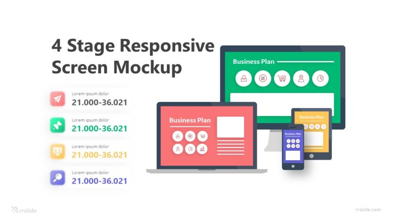 4 Stage Responsive Screen Mockup Infographic Template