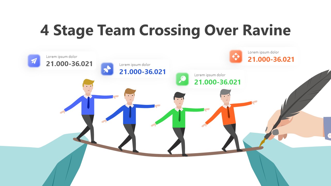 4 Stage Team Crossing Over Ravine Infographic Template