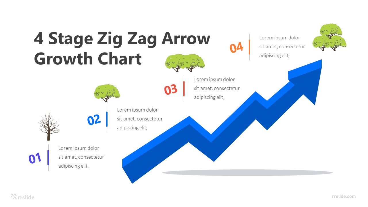 4 Stage Zig Zag Arrow Growth Chart Infographic Template