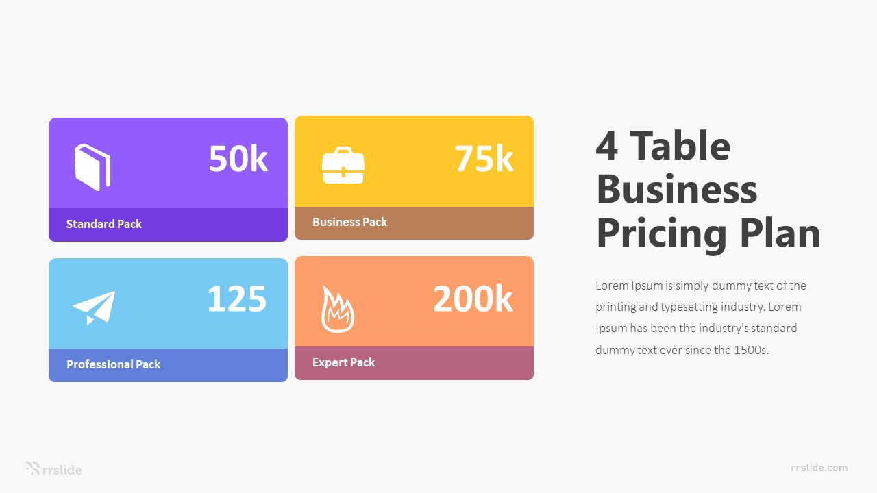 4 Table Business Pricing Plan Infographic Template