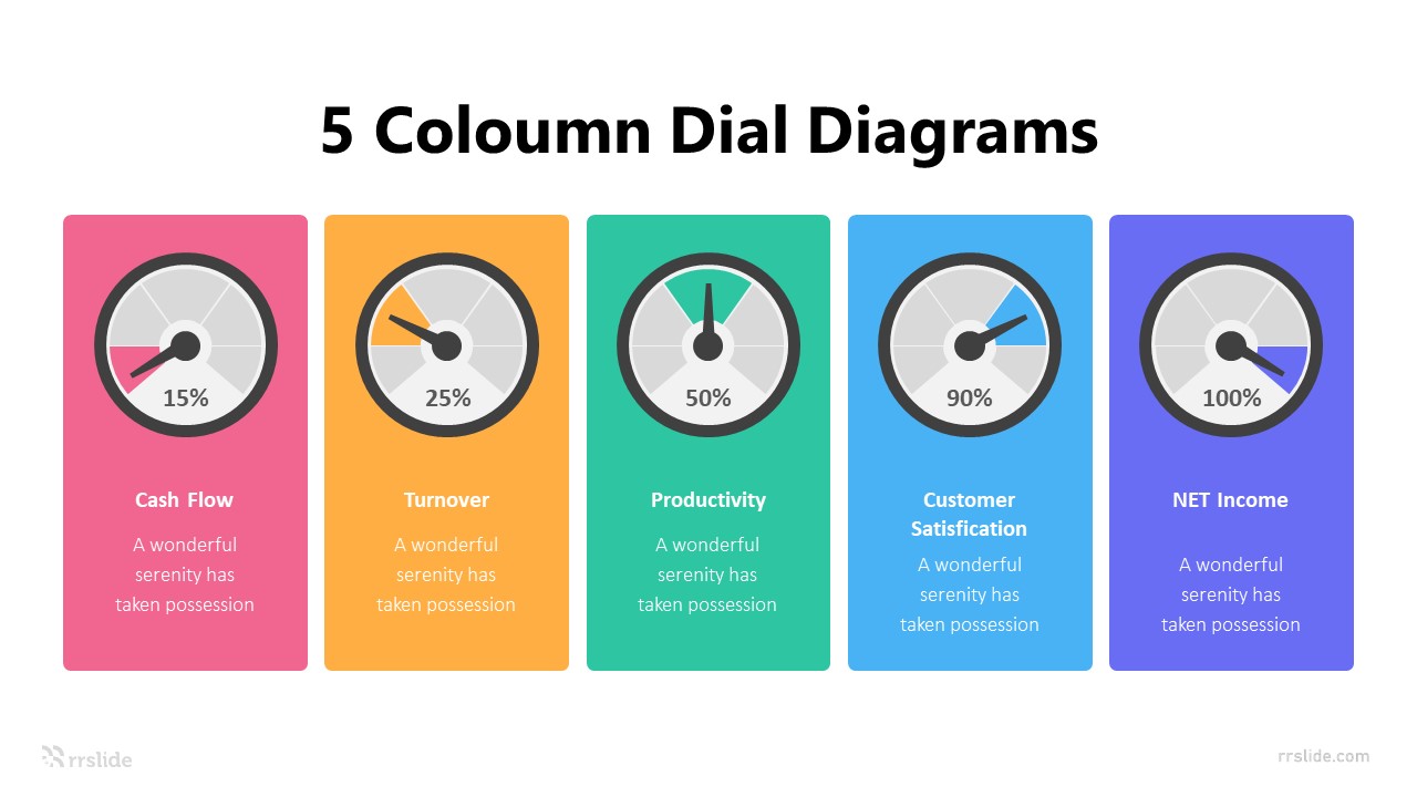 5 Coloumn Dial Diagrams Infographic Template