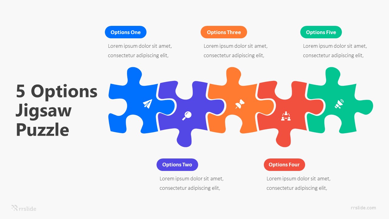 5 Options Jigsaw Puzzle Infographic Template