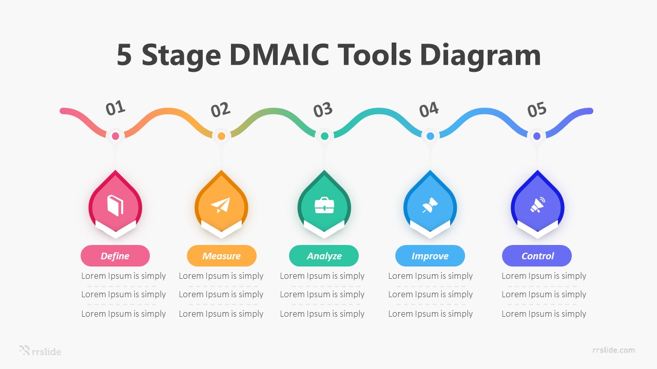 5 Stage- DMAIC Tools Diagram Infographic Template