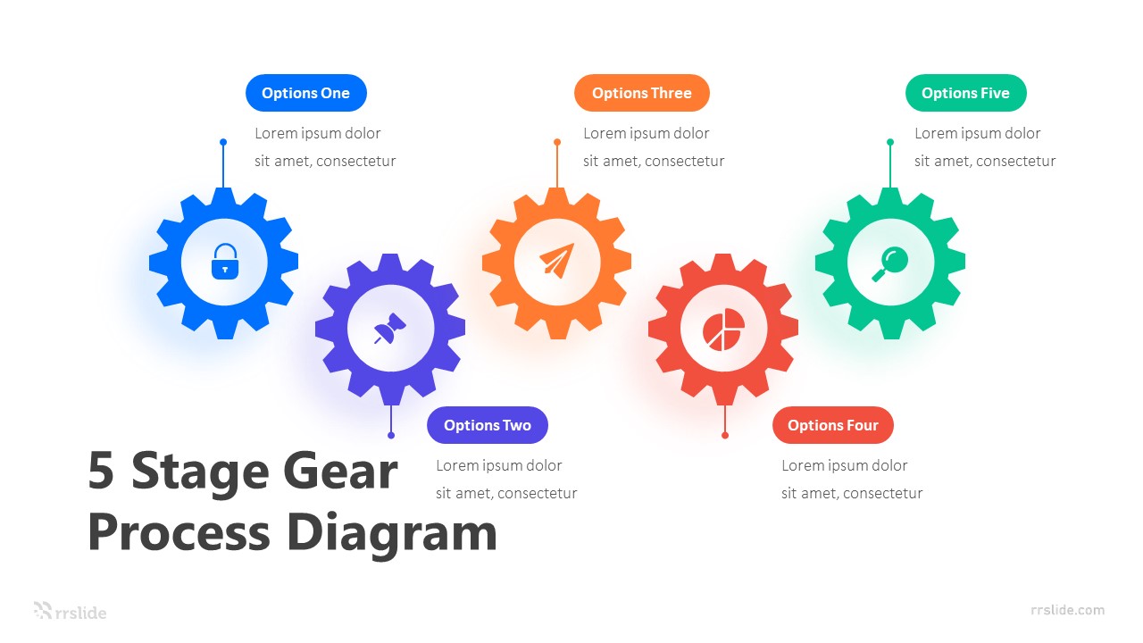5 Stage Gear Process Diagram Infographic Template
