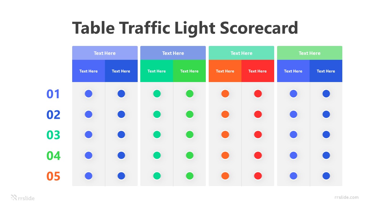 5 Stage Table Traffic Light Scorecard Infographic Template