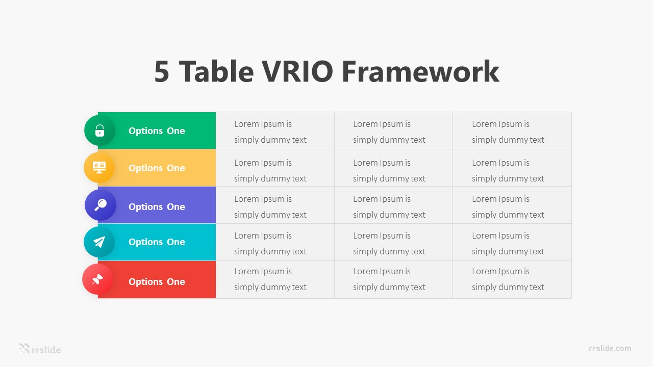 5 Table VRIO Framework Infographic Template
