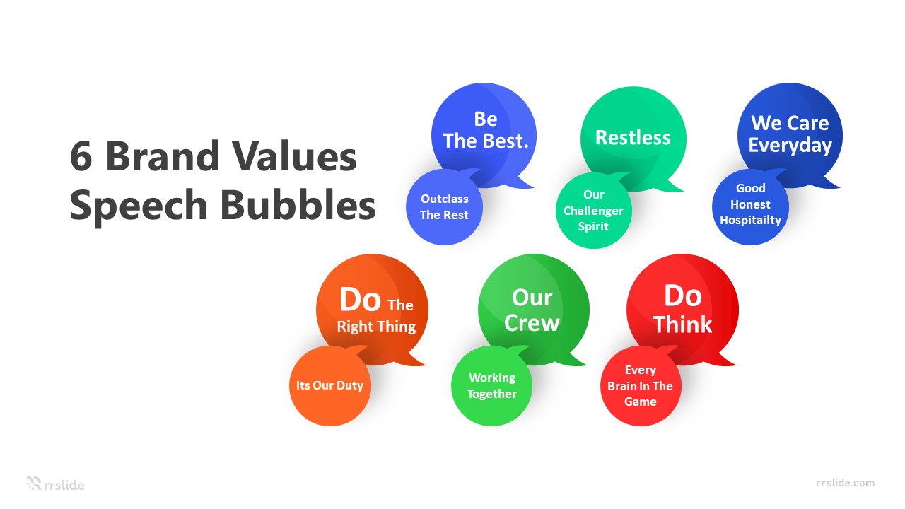 6 Brand Values Speech Bubbles Infographic Template