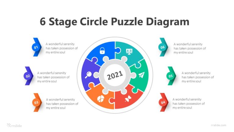 6 Stage Circle Puzzle Diagram Infographic Template