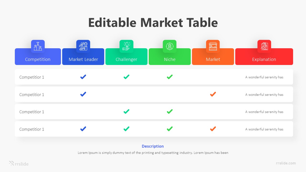 6 Stage Editable Market Table Infographic Template