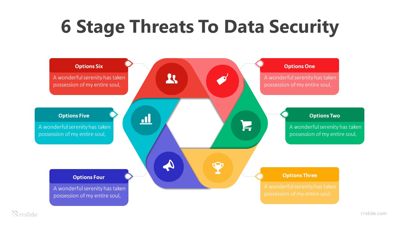 6 Stage Threats To Data Security Infographic Template