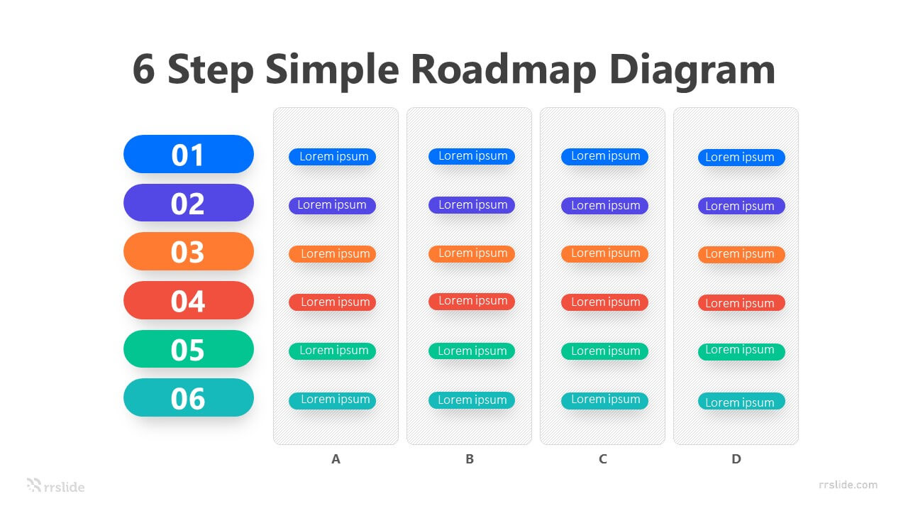 6 Step Simple Roadmap Diagram Infographic Template