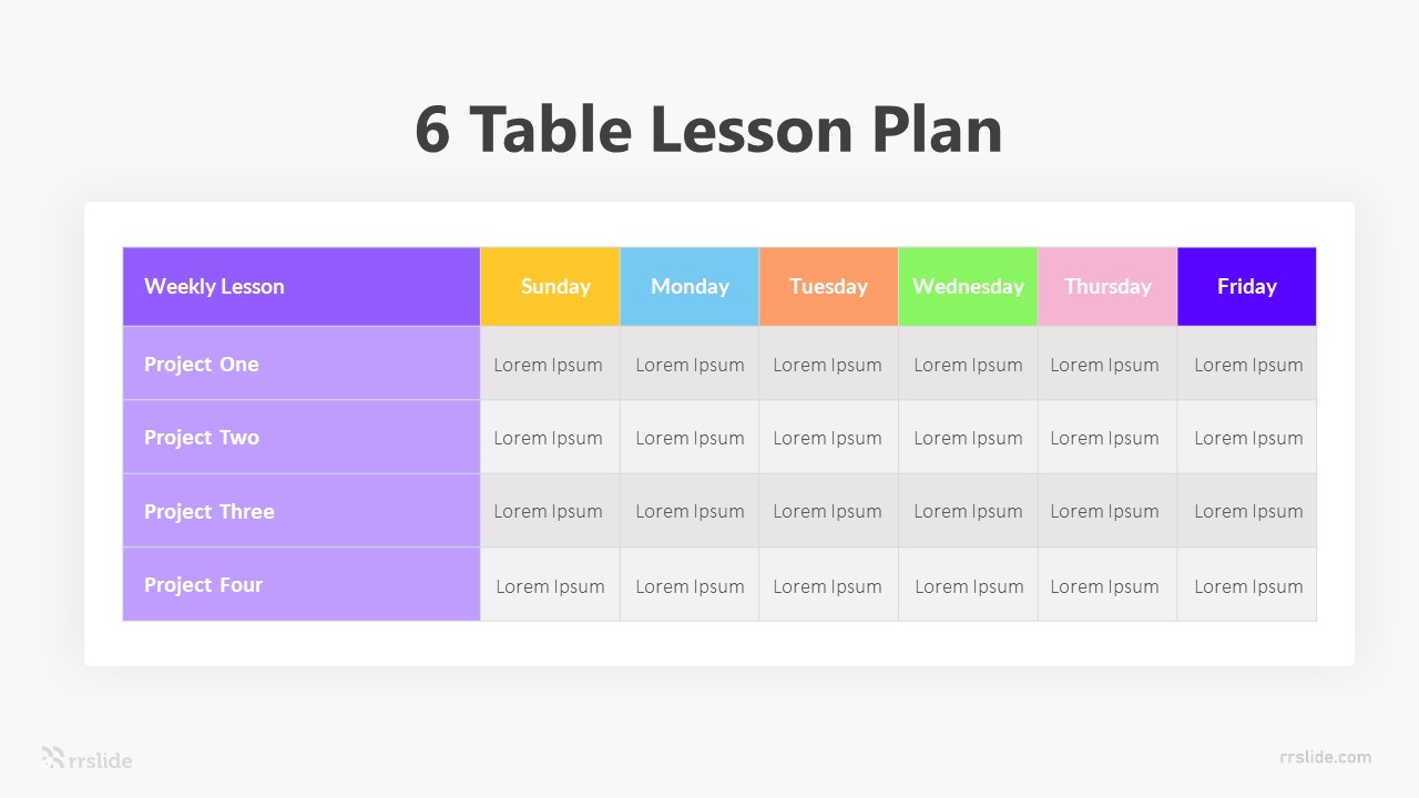 6 Table Lesson Plan Infographic Template