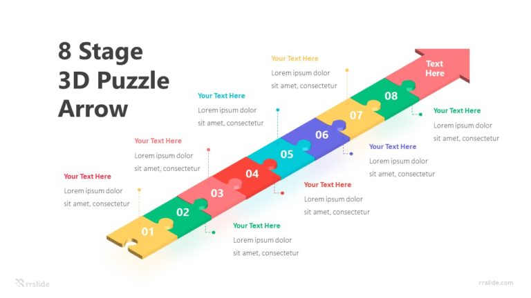 8 Stage 3D Puzzle Arrow Infographic Template