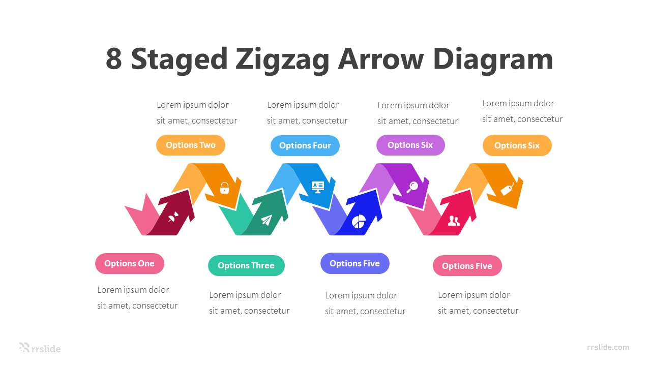 8 Staged Zigzag Arrow Diagram Infographic Template