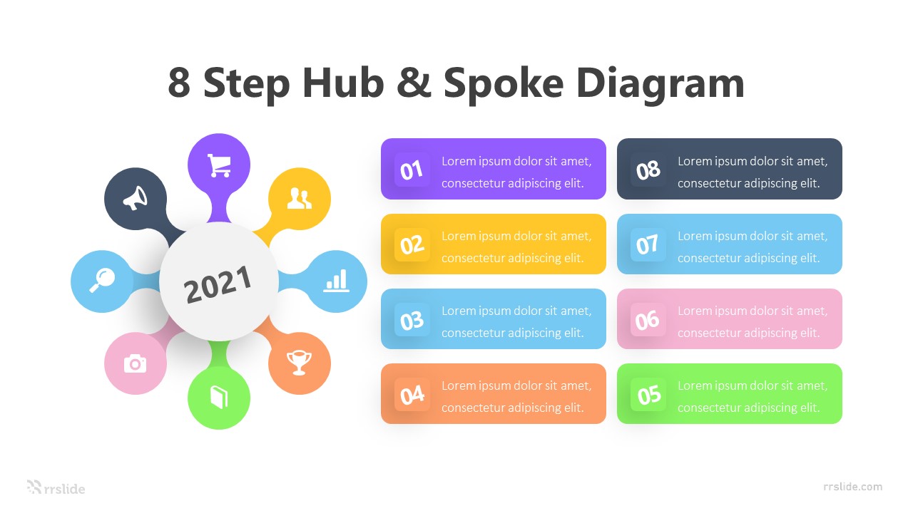 8 Step Hub & Spoke Diagram Infographic Template