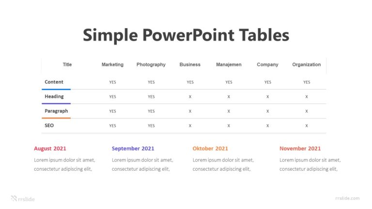 8 Simple PowerPoint Tables Infographic Template