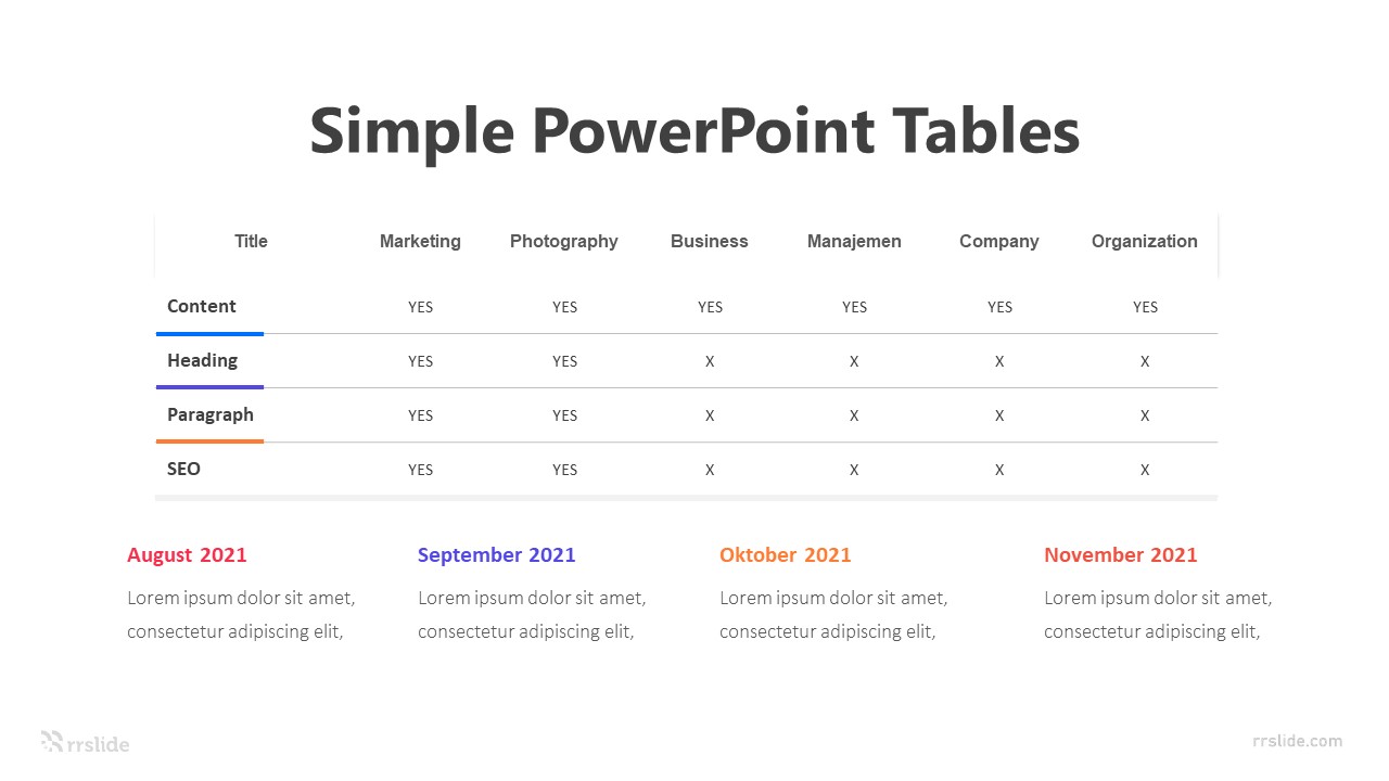 8 Simple PowerPoint Tables Infographic Template