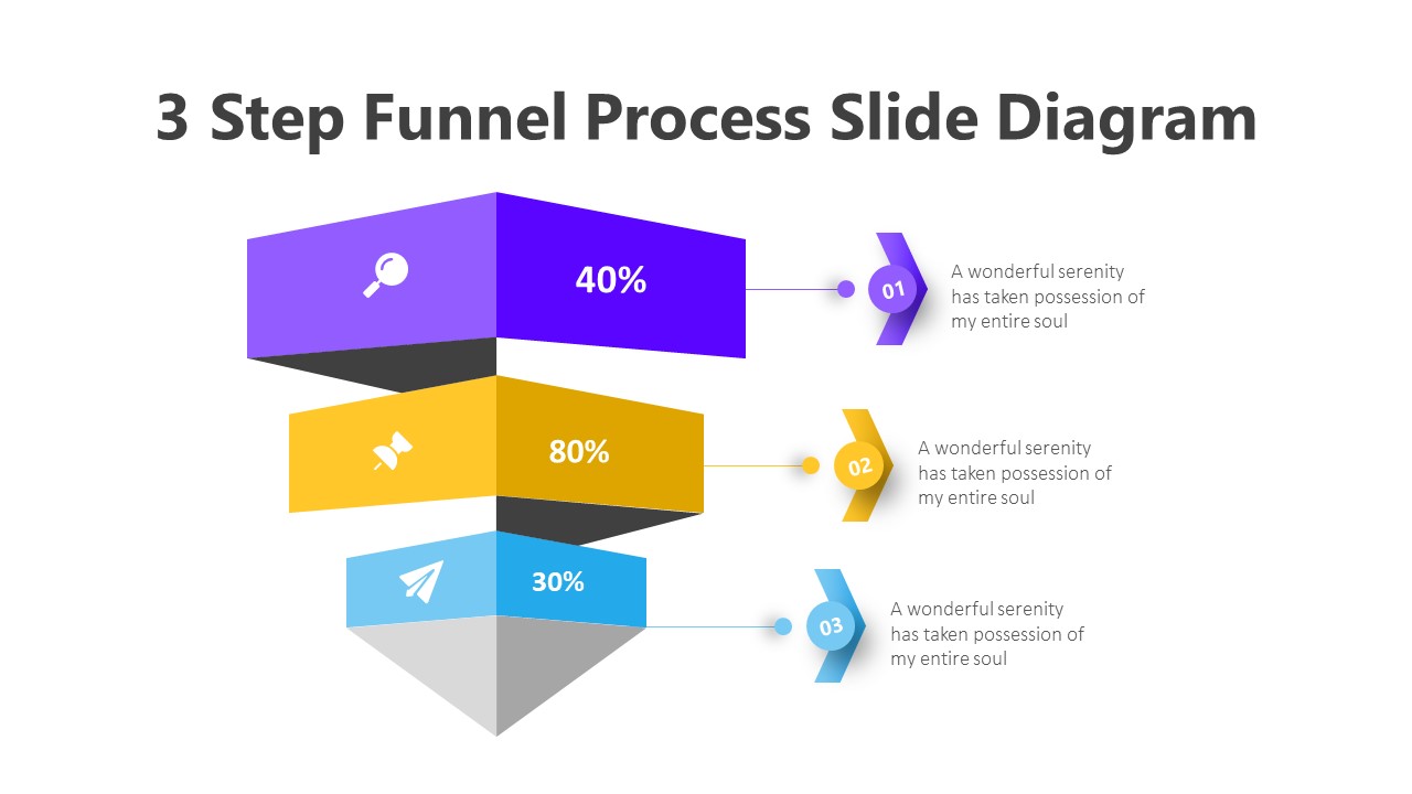 3 Step Funnel Process Slide Diagram Infographic Template