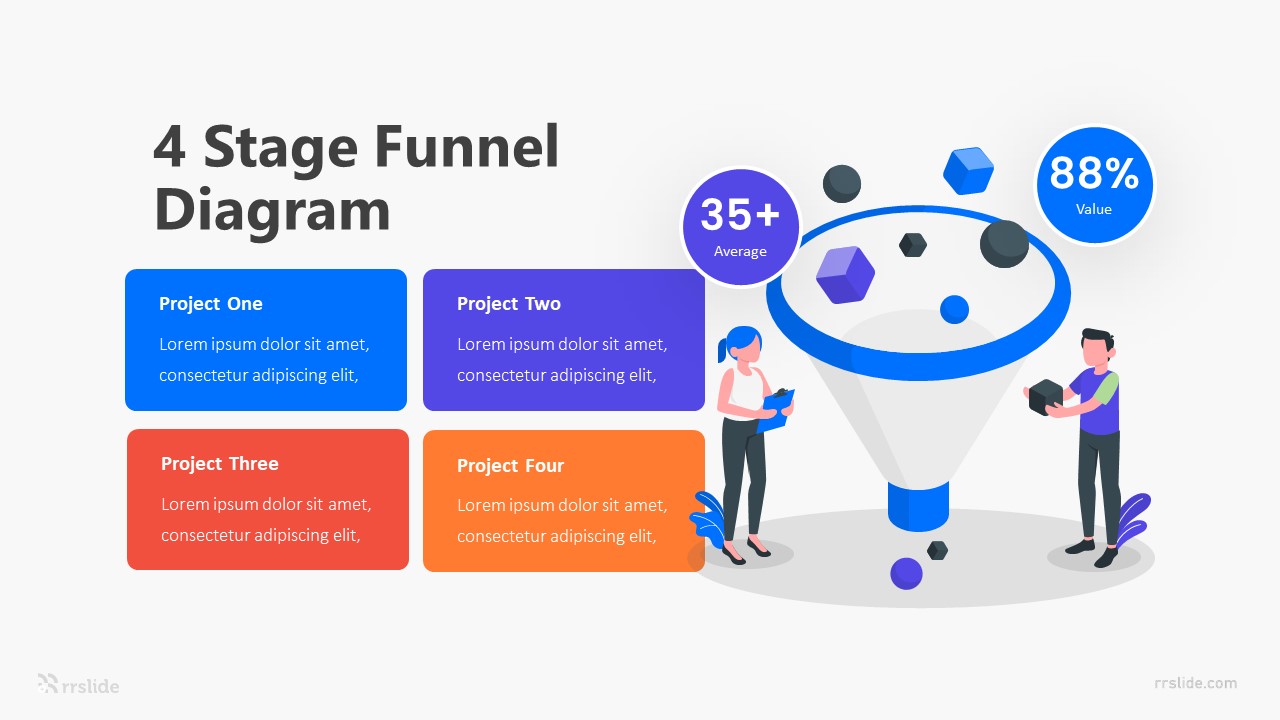 4 Stage Funnel Diagram Infographic Template