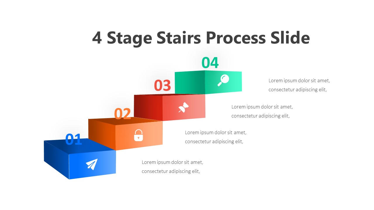 4 Stage Stairs Process Slide Infographic Template