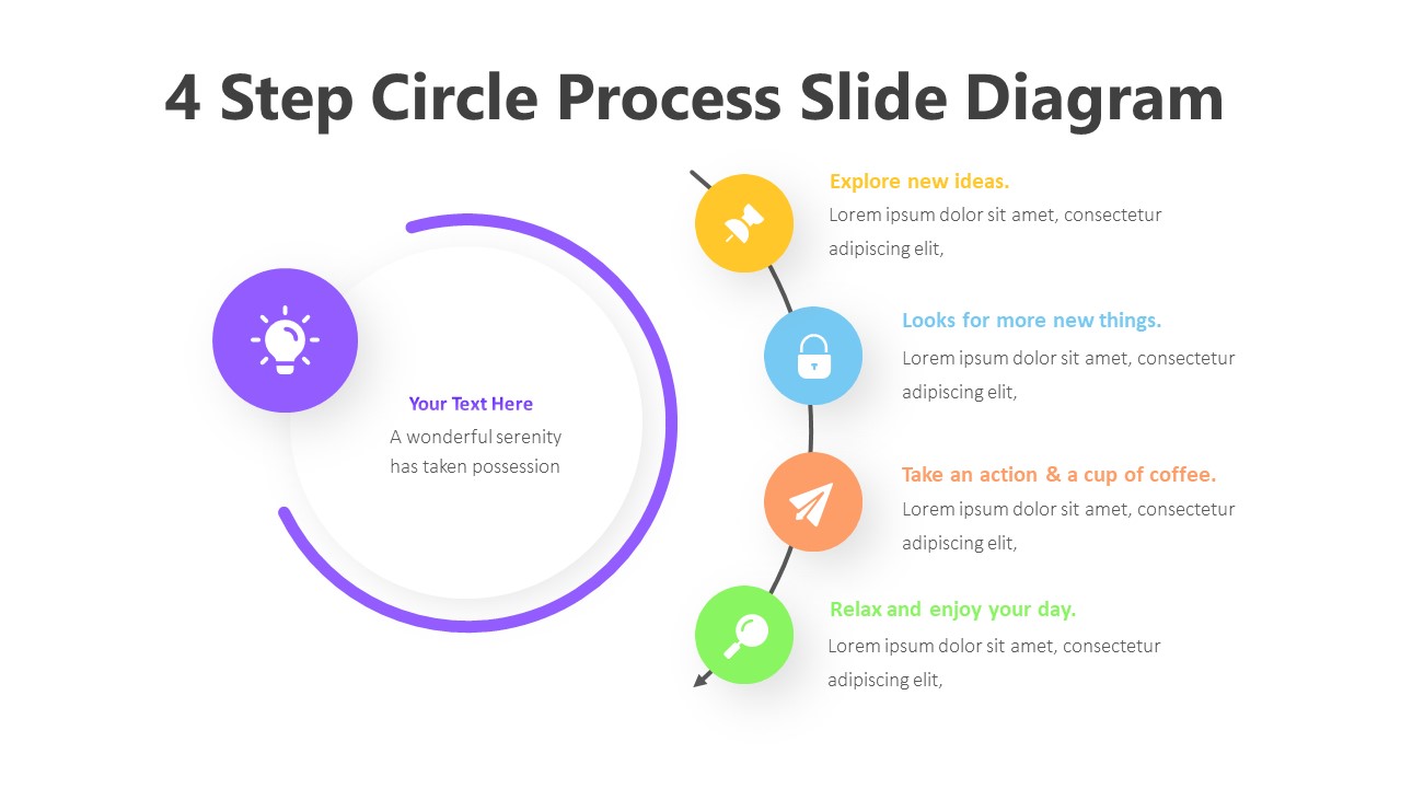 4 Step Circle Process Slide Diagram Infographic Template