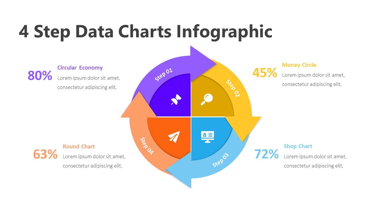 4 Step Data Charts Infographic Template