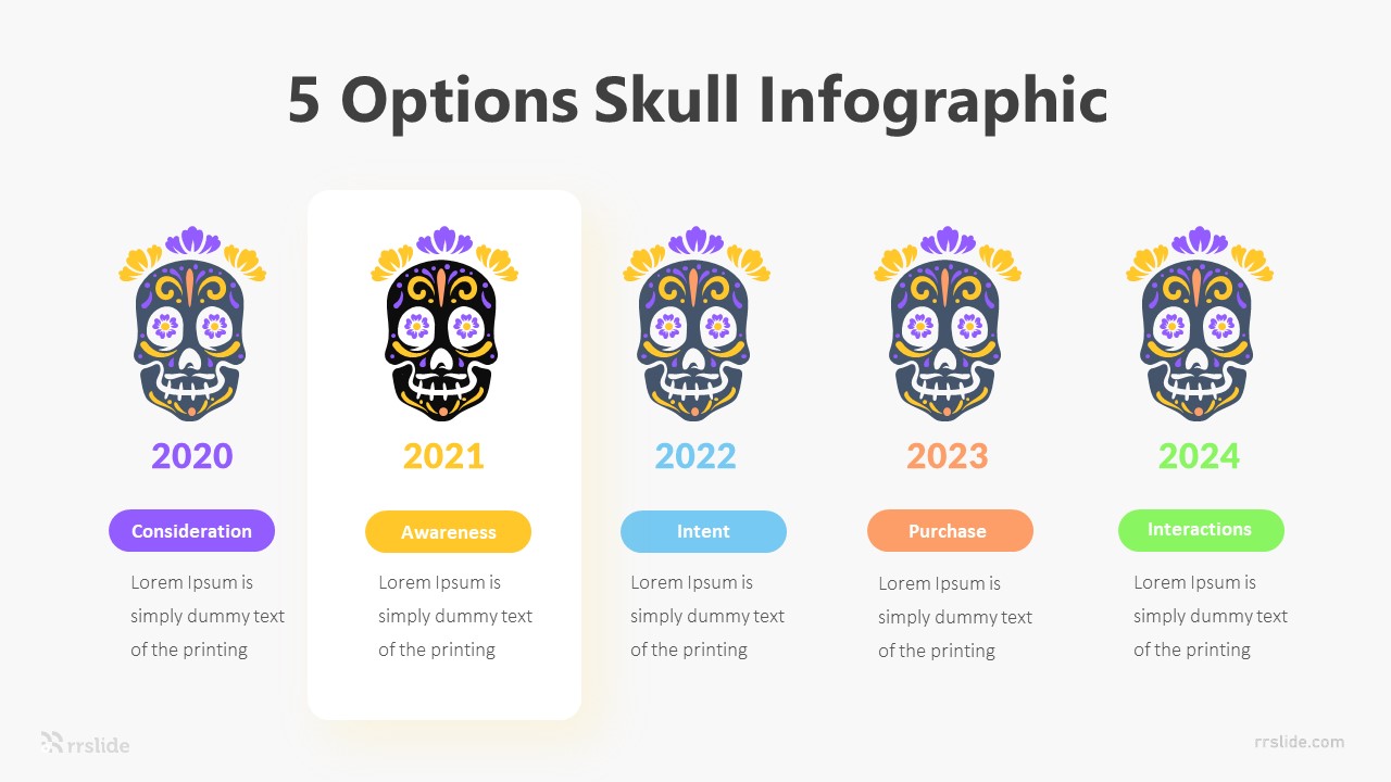 5 Options Skull Infographic Template