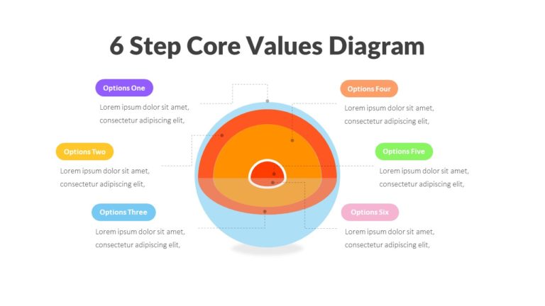 6 Step Core Values Diagram Infographic Template