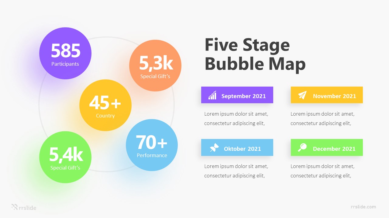 Five Stage Bubble Map Infographic Template