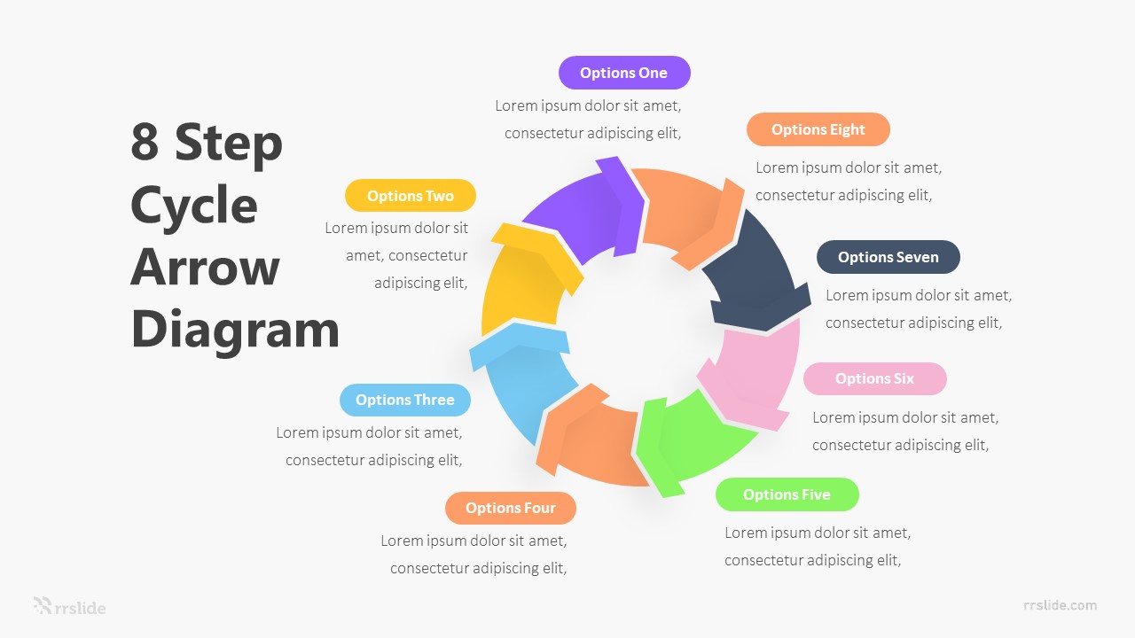 8 Step Cycle Arrow Diagram Infographic Template