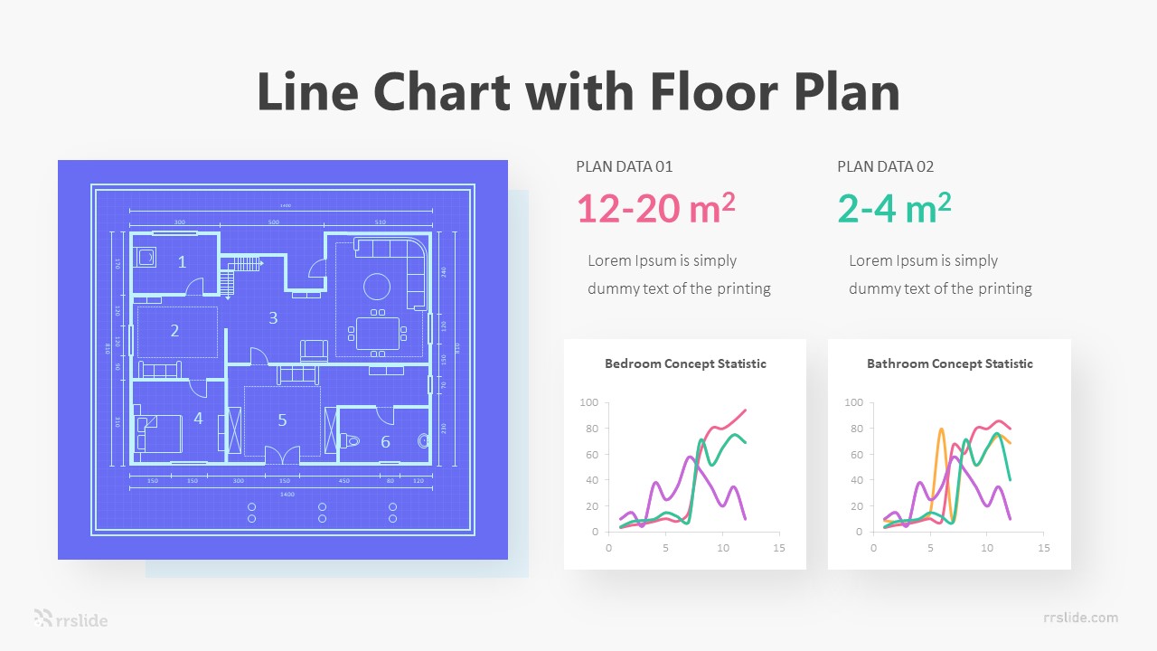 Line Chart With Floor Plan Infographic Template