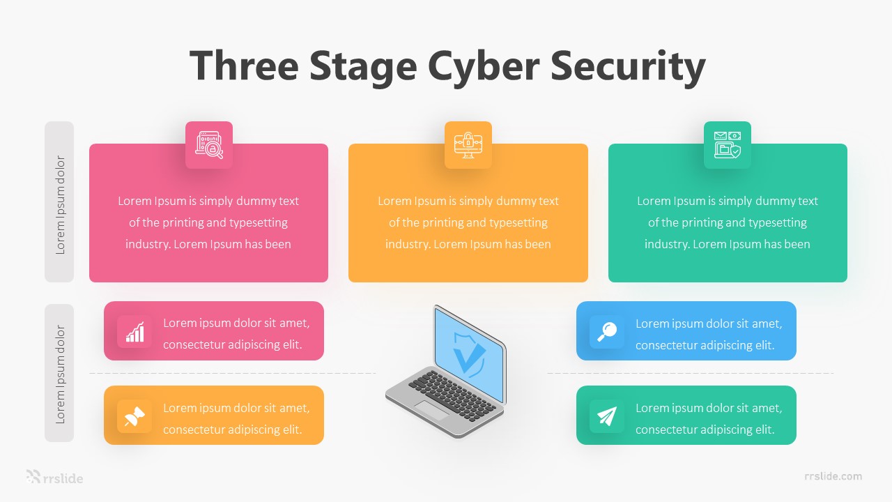 Three Stage Cyber Security Infographic Template