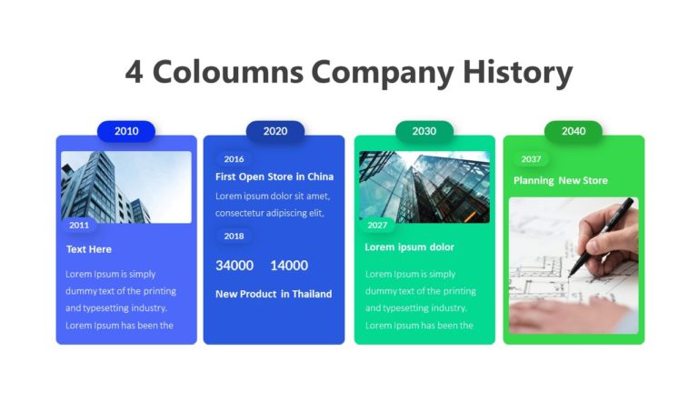 4 Coloumns Company History Infographic Template