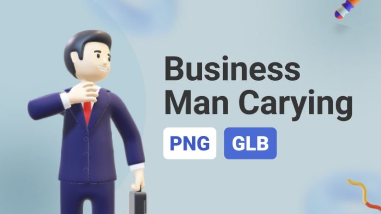 Business Man Carying Briefcase 3D Assets