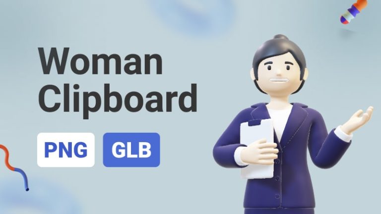 Business Woman Clipboard 3D Assets - Thumbnail