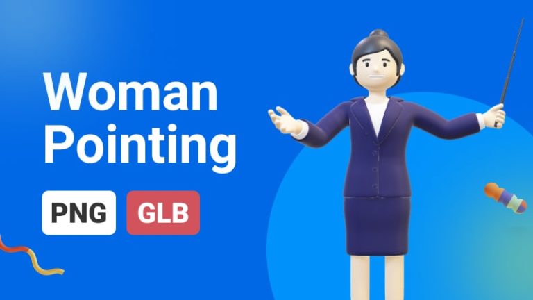 Business Woman Pointing Stick 3D Assets