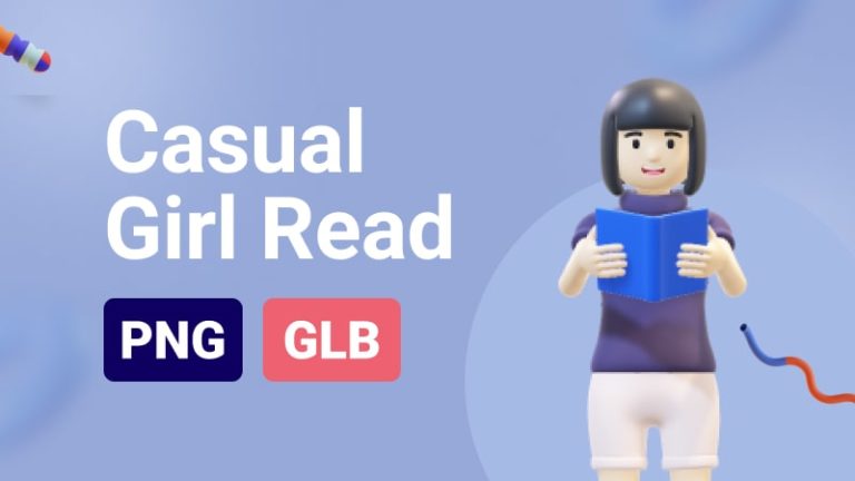 Casual Girl Reading Book 3D Assets