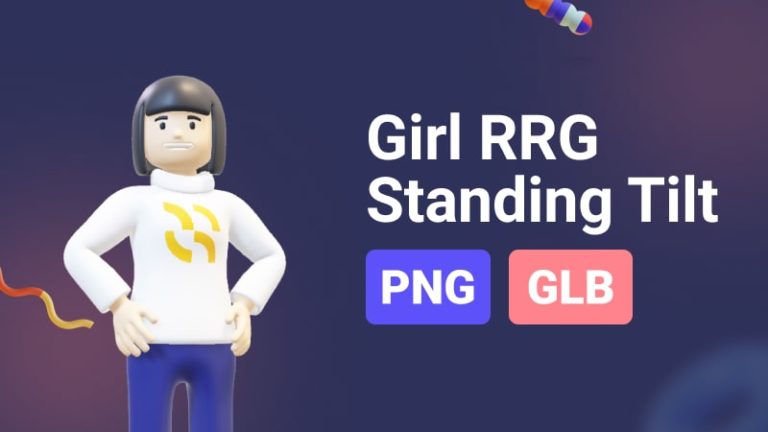 Girl RRG Standing Tilt 3D Assets - Thumbnail-min