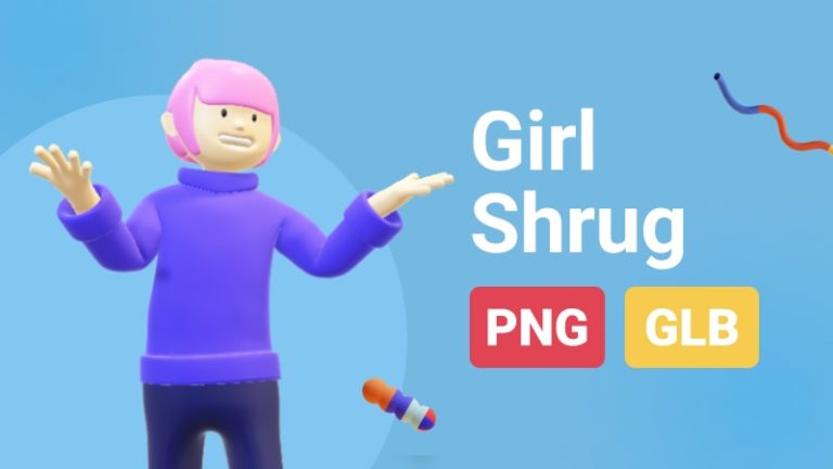 Girl Shrug 3D Assets - Thumbnail
