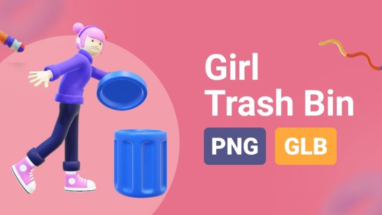 Girl Trash Bin 3D Assets - Thumbnail